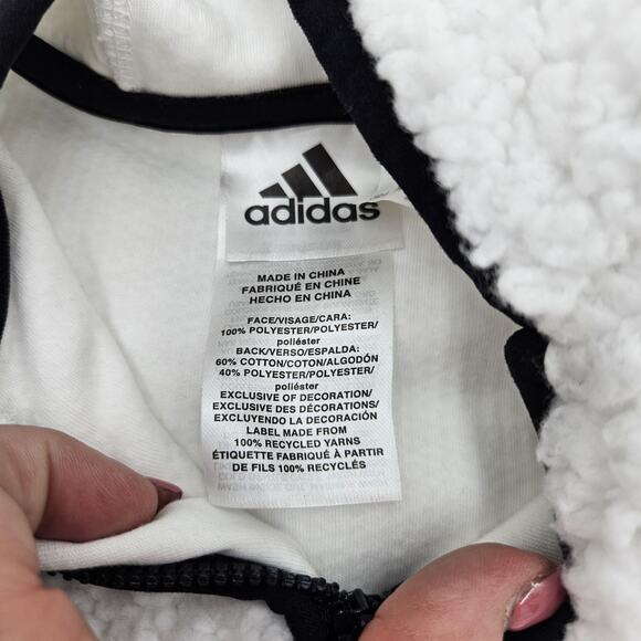 Adidas Size 3 Month Baby Hooded Sherpa Coverall Snowsuit Cozy Fleece Teddy Bear - Picture 3 of 11